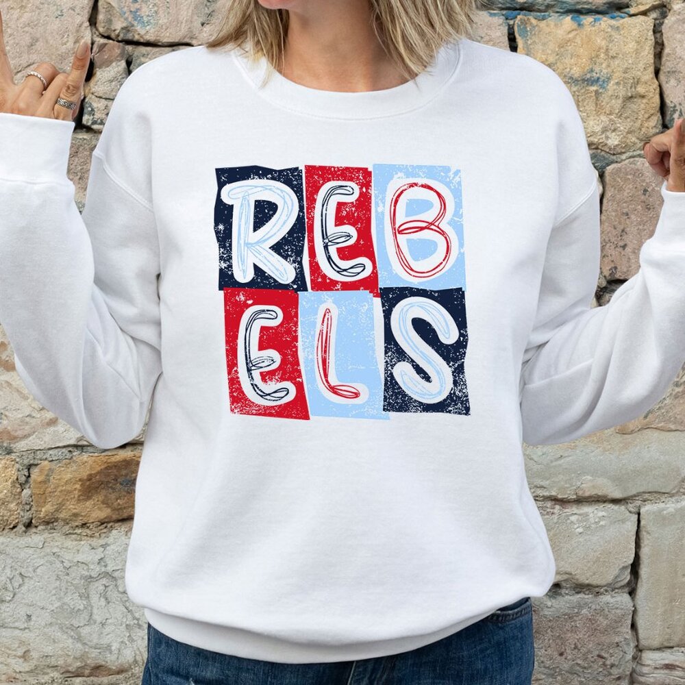 Ole Miss Rebels Blocky Univ of Mississippi crewneck sweatshirt White